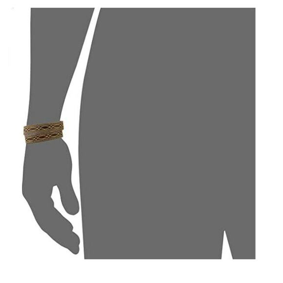 Frye Unisex Campus Stitch Dakota Leather Cuff Bracelet Walnut - Picture 2 of 3